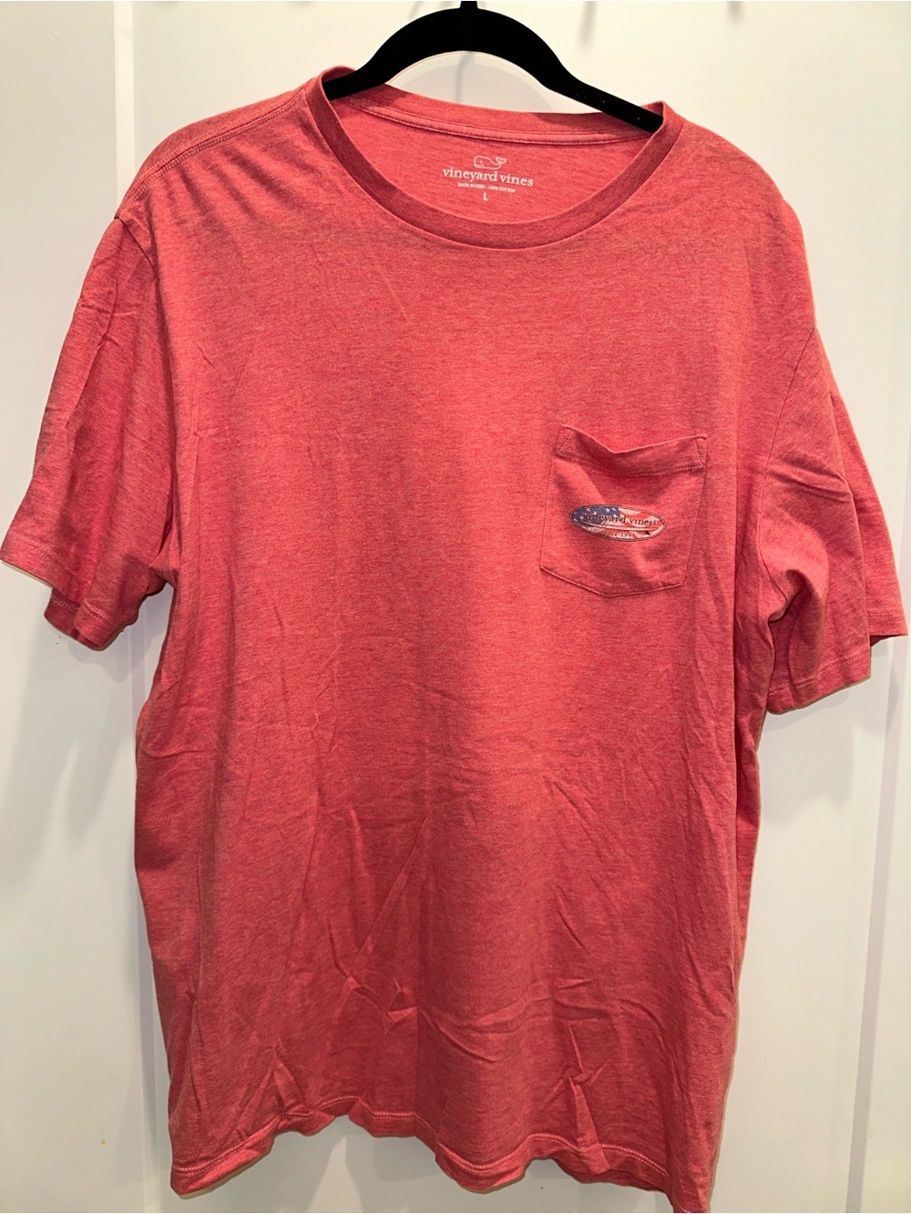 Vineyard Vines Heathered Coral Short Sleeve Pocket Tee